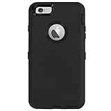 Ai-case Built-in Screen Protector Tough 4 in1 Rugged Shock Proof Cover with Kickstand for iPhone 6/6S Plus - Black