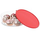 Pie Carrier Cake Storage Clear Container with Red Lid | 10.5' Large Round Plastic Cupcake Cheesecake Muffin Flan Cookie Tortilla Holder Storage Containers Airtight | Pie Keeper Transport Container
