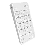Macally Bluetooth Number Pad for Laptop, Apple, Mac, iMac, MacBook Pro/Air, Ipad, Windows PC, Tablet, or Desktop Computer - Rechargeable 18 Key Wireless Numeric Keypad - White Bluetooth 10 Key Numpad