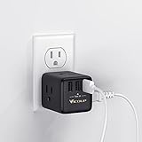 Multi Plug Outlet Extender, VICOUP Wall Plug with 3 Electrical Outlets & 3 USB Ports Wide-Spaced Cube Charger, USB Outlet Adapter Splitter for Home Office Dorm Hotel