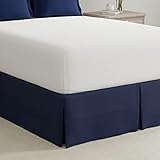 Bed Maker’s Never Lift Your Mattress Wrap Around Bed Skirt, Classic Style, Low Maintenance Wrinkle Resistant Fabric, Traditional 14 Inch Drop Length, King, Navy