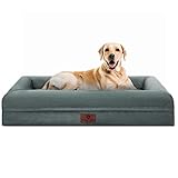 Hygge Hush 100% Waterproof Dog Bed, Washable Dog Bed with Removable Cover and Bolster, Orthopedic Dog Bed with Nonskid Bottom(Grey,36'x27')