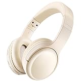 Bingozones SN-A2 Wireless Headphones Bluetooth with Mic, Lightweight On Ear Headset, Deep Bass, Bluetooth 5.3, 20+H Playtime, Portable Wired Headphones for School, Travel, Gym - Beige