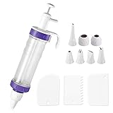 Dessert Decorating Syringe Set, Icing Dispenser Cupcake Filling Injector, 7 Icing Nozzles, 3 Cream Scrapers Frosting Making Dessert Cream Piping Syringe Nozzles Kits for Cake Cookies Decoration