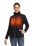 ORORO Women’s Heated Jacket-Full Zip Fleece Jacket with Battery Pack (XS, Black)