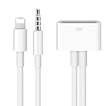 [Apple MFi Certified] Lightning to 30 Pin Adapter for iPhone with 3.5mm AUX Audio Port Support Charging Data Transfer Docking Station Compatible with iPhone 6 6 Plus 5s 5c 5 4s 4 iPad iPod (White)