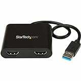 StarTech.com USB 3.0 to Dual HDMI Adapter - 4K & 1080p - External Graphics Card - USB-A to Dual HDMI Monitor Display Adapter for Windows - Black