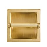 SENTO Recessed Gold Toilet Paper Holder, Wall Mounted Heavy Duty Metal Toilet Paper Roll Holder with Rear Mounting Bracket, in Wall, Easy Installation, Satin Brass