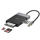 LETLEX 6in1 USB Type A Hub Card Reader – Multiport External Card Reader USB Hub – with SD TF CF & XQD Ports – USB 3.0 Hub SD Card Reader – Plug & Play Card Reader USB Hub – High Speed Data Transfer