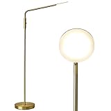 O’Bright Moon - Dimmable LED Floor Lamp, Adjustable Color Temperature for Bedside Reading, Work Light, Art/Crafting Light, Sewing, Ultra Flexible Gooseneck, Rotatable Lighting, Antique Brass (Gold)