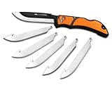 OUTDOOR EDGE 3.5' RazorLite EDC Knife. Pocket Knife with Replaceable Blades and Clip. The Perfect Hunting Knife for Skinning Deer. Blaze Orange with 6 Blades