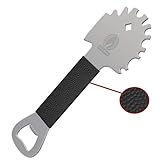 Cave Tools Bristle-Free Metal Grill & Griddle Scraper - Includes Bottle Opener - Barbeque Brush Substitute - BBQ Grill Accessories, Stainless Steel