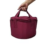 Set of 2 Polyester Fabric Round Thermal Casserole Carrier,Reusable Insulated Lunch Cooler Bag,Pie Carrier for Potluck,Picnics,Collapsible Cooler for Hot/Cold Food,11X7 inch (Red Color)