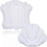 2 Pieces Inflatable Bath Pillow for Tub Pillows for Bath Terry Cloth Bath Pillow Neck Support Spa Pillow with Suction Cup for Bathtub Comfortable Soft Bath Cushion, Large and Small Size