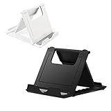 Kemoxan 2 Pack Portable Cell Phone Stand Holder for Desk, Foldable Pocket-Sized Mount, Universal Adjustable Desktop Mobile Phone Kickstand Compatible with iPhone IPads Kindle Android Black & White