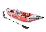 INTEX 68303EP Excursion Pro K1 Inflatable Kayak Set: Includes Deluxe 86in Aluminum Oars and High-Output Pump – SuperTough PVC – Adjustable Bucket Seat – 1-Person – 220lb Weight Capacity , Red