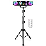 DJ Party Disco Lights Stand - LED Stage Parties Lighting Bar Set with Disco Ball Colorful Par Light Blacklight Strobe Effects Remote Sound Activated Control for Music Show Gig Decoration