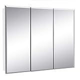 Design House 597500 Cyprus Medicine Durable Pre-Assembled Bathroom Wall Cabinet w/Frameless Mirrored Doors, 36', White/Clear