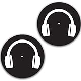 DJ One Pair DJ Headphones #2 Scratch Pad Vinyl Memorabilia 7' inch Slip Mat Portablism Turntable Slipmat DJ Platter Pad x2