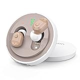 Hearing Aids, Autiphon U01 Rechargeable Digital Hearing Aids for Seniors Adults with Noise Cancelling, Patented Design for Easy Operation, 1 Week Backup Power, Pair, Beige