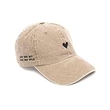 Atticus Poetry, Heart – Love Her But Leave Her Wild - Dad Hat Unisex Fit, Embroidered Beige Distressed Brushed Cotton Women’s Baseball Hat, Adjustable One Size (Heart)