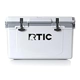 RTIC Ultra-Light 32 Quart Hard Cooler Insulated Portable Ice Chest Box for Beach, Drink, Beverage, Camping, Picnic, Fishing, Boat, Barbecue, 30% Lighter Than Rotomolded Coolers, White/Grey