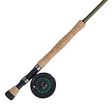 Shakespeare Cedar Canyon Stream Fly Reel and Fishing Rod Combo Kit, Olive Green