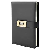 GALLAWAY LEATHER Journal With Lock PU Leather Journal for Men and Diary with Lock for Women A5 Journal Notebook Writing Locking Journal with Lined Paper Personal Journal in a Gift Box (black)