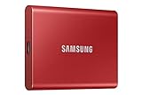 SAMSUNG T7 1TB, Portable SSD, up to 1050MB/s, USB 3.2 Gen2 + 2mo Adobe CC Photography, Gaming, Students & Professionals, External Solid State Drive (MU-PC1T0R/AM), Red