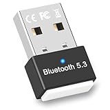 GAROGYI USB Bluetooth 5.3 Adapter for PC Supports Windows 11/10/8.1/7,Plug &Play For Win11/10, Mini 5.3+EDR Bluetooth Dongle Receiver&Transmitter for PC,Laptop,Keyboard,Mouse,Headsets,Speakers (Black)