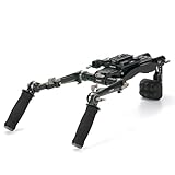 Tilta Lightweight Shoulder Rig | Foldable | Aviation Grade Aluminum Alloy | Dual Quick Release | 15mm Rod Mount/NATO Rail Adapter | Compatible with Manfrotto/Arca | TA-LSR-B