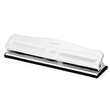 3 Hole Punch Heavy Duty, 3 Ring Hole Puncher for Binder, 10 Sheet Adjustable Paper Punch, Metal Three Hole Punch with Built-in Waste Chip Tray, Desktop 3 Hole Puncher Rubber Base, White - by Enday