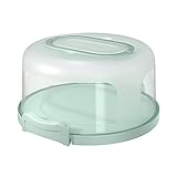 Top Shelf Elements Round Cake Carrier Two Sided Cake Holder Serves as Five Section Serving Tray, Portable Cake Stand Fits 10 inch Cake, Cake Box Comes With Handle, Cake Container Holds Pies (Green)