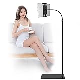 Lucky Trip Tablet Floor Stand，360-degree Rotatable Metal Tablet Holder with Flexible Gooseneck Holder Long Arm, Compatible with iPad Mini Air Pro, All Cell Phones iPhone & Tablets (4.5-12.9-inch)