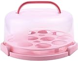 Ohuhu Cake Carrier, BPA-Free Cake Holder Storage Container Cupcake Carrier Keeper - Cake Stand with Lid 2 Handles Portable Round Two Sided Base for Cookies Nuts Fruits for 10 inch Cake Perfect Gifts