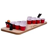 MEANT2TOBE MeantToBe Mini Beer Pong Table Set of 29 - Drinking Games for Party - Includes 25 Shot Cups, 2 Plastic Shooters, 1 Ball and 1 Solid Wooden Board - Party Game for Beach and Pool