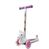 Unicorn 3D Self Balancing Kick Scooter Toddler Scooter & Kids Scooter, Extra Wide Deck, 3 Wheel Platform, Foot Activated Brake, 75 lbs Limit, Kids & Toddlers Girls or Boys, for Ages 3 and Up
