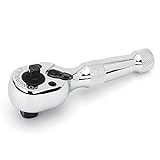 Powerbuilt Stubby Ratchet, Dual Head Ratchet, 1/4 Inch and 3/8 Inch Drive, Reversible Switch, 72 Tooth, Small Tight Space - 640931
