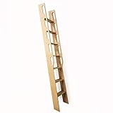 Oak Wood Ladder, Library Ladder, Unassembled - TFK-LDR-MD2 - 6, 7, 8 Foot x 16' Width - Hardware not Included (8 FT)