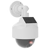 WALI Solar Fake Security Camera, Wireless Dummy Dome Camera Simulated Surveillance Cameras for Home Garden& Business Outdoor/Indoor with Flashing Red LED(DOW-SOL),White