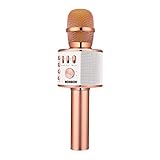 BONAOK Wireless Bluetooth Karaoke Microphone, 3-in-1 Portable Handheld Mic Speaker Machine for All Smartphones, Gift for Girls Boys Kids Adults All Age Q37(Rose Gold)