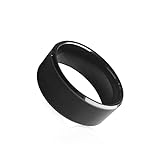 Riversmerge RFID Rewritable Dual Frequency in One ID T5577&IC CUID Black Ceramics Smart Finger Ring Wear for Men or Women (Black-20mm)