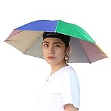 Umbrella Hat, 27' Diameter Rainbow Umbrella Hats, Hands Free Fishing Umbrella Cap Sunhat, Head Umbrella Hat for Kids, Men & Women, Headwear Umbrella for Sun, Rain, Beach, Golf, Fishing, Hiking, Party