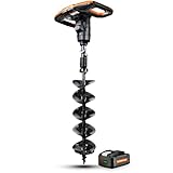 SuperHandy Earth Auger Power Head w/Steel 6'x30' Bit Ultra Duty Electric Cordless Lithium-Ion Battery & Charger for Earth Burrowing/Drilling & Post Hole Digging (Earth Auger 6' Set)