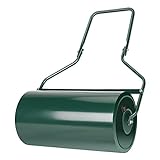 AESRAOU Lawn Roller, Push/Pull Steel Sod Roller Water/Sand Filled 13 Gallons/48 L Tow Behind Lawn Rollers for Park, Garden, Yard, Ball Field (12 by 24-inch, Green)