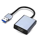 NOBVEQ USB to HDMI Adapter, USB 3.0/2.0 to HDMI for Multiple Monitors 1080P Compatible with Windows XP/7/8/10/11 - Grey