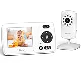 OKAIDI Video Baby Monitor with Camera and Audio, 2.4'' Portable Travel Screen, 1000ft Long Range Transmission, Baby Monitor No WiFi, Infrared Night Vision, VOX Mode, 20H Battery, Smart Alert
