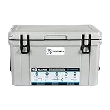 iROCKER 45L Roto-Molded Hard Cooler, Heavy Duty Ice Box Equipped with Quick Drain Water Release Valve, 26' x W 15' x H 16', Cooler Gray