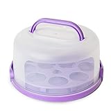 Purple Pie Pal, Pie & Cake Carrier w/ Flat Handle & Domed Lid for Tall Pies & Cakes, Portable Container, Cupcake Storage, Pie Transport, Plus Veggie Tray, Fruit Tray, Nut Tray, Fits 9 In. Cakes & Pies