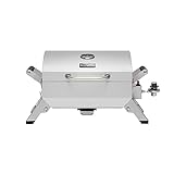Grills House Stainless Steel Portable Grill with Two Handles and Travel Locks, Tabletop Propane Gas Grill with Folding Legs, 10000 BTU, for Picnic Cookout, GT2001, Silver